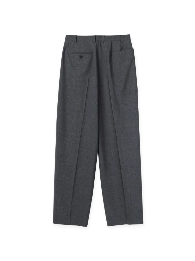 Three-Tuck Round Pants - Charcoal