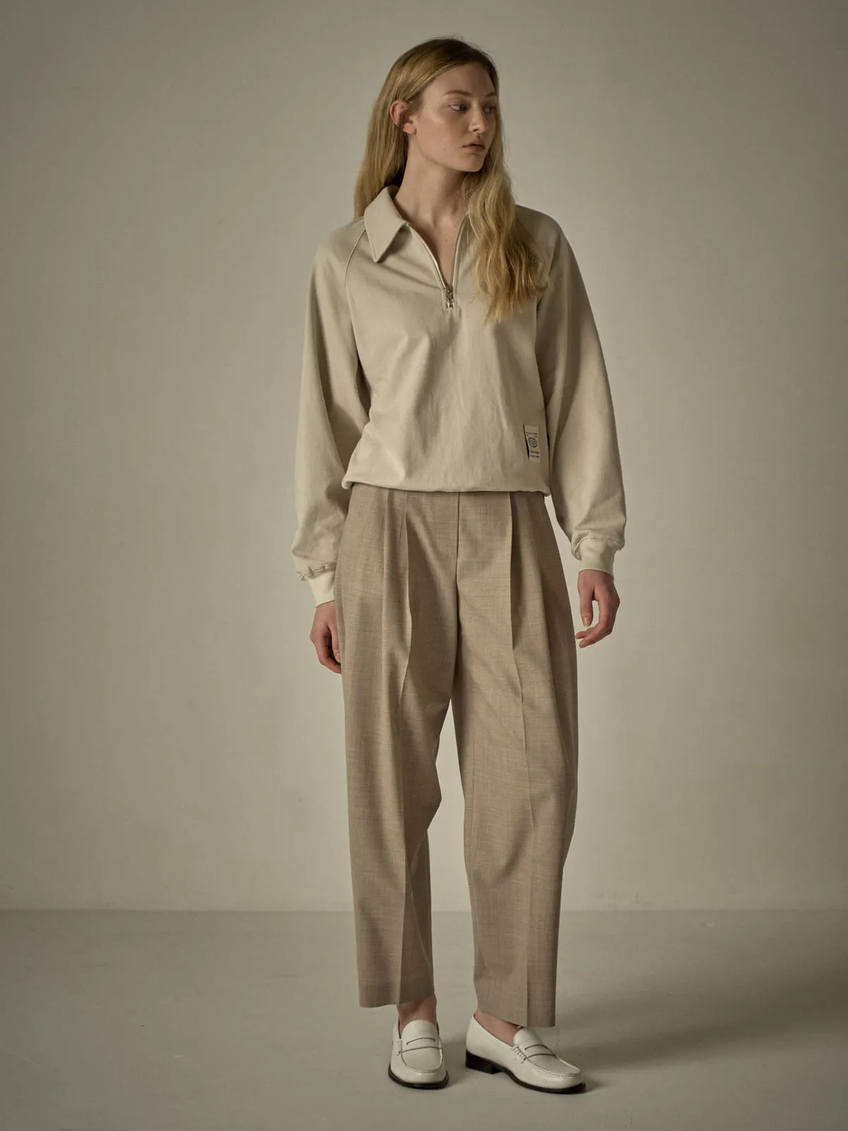 Three-Tuck Round Pants - Oatmeal