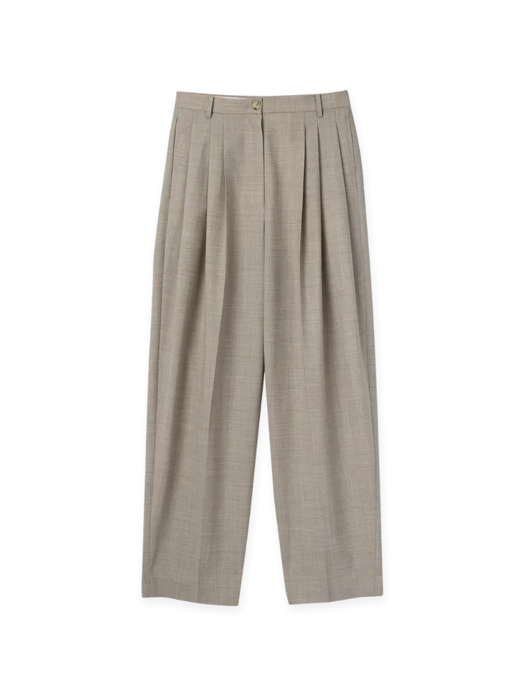 Three-Tuck Round Pants - Oatmeal