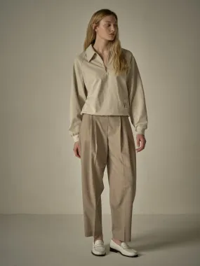Three-Tuck Round Pants - Oatmeal