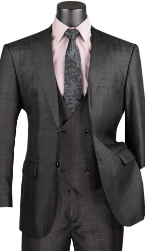 Vinci  V2RW-7-BLK  Mens Suit