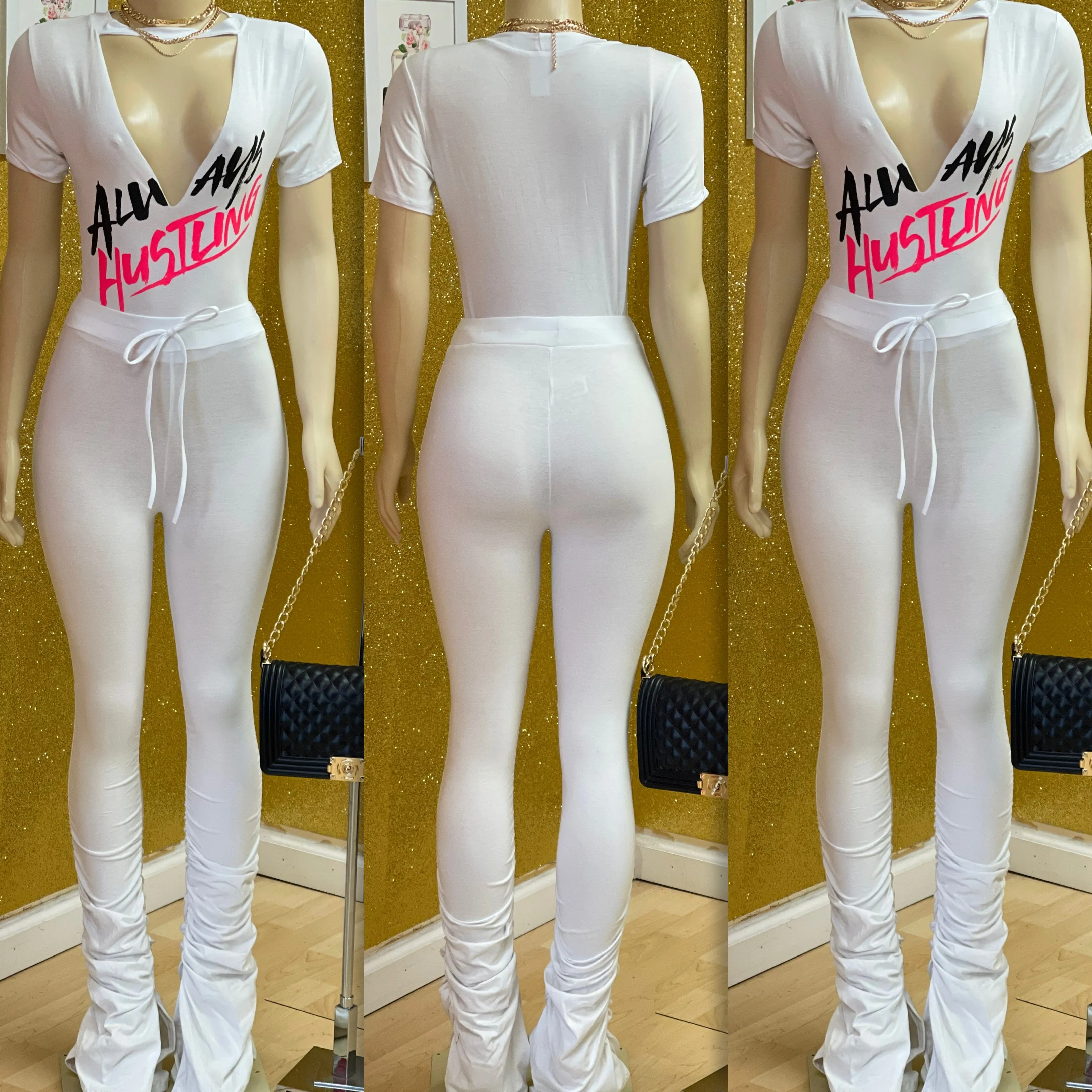 White Stack Pant