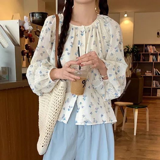 Women's Cute Floral Printed Shirt with Casual Pants