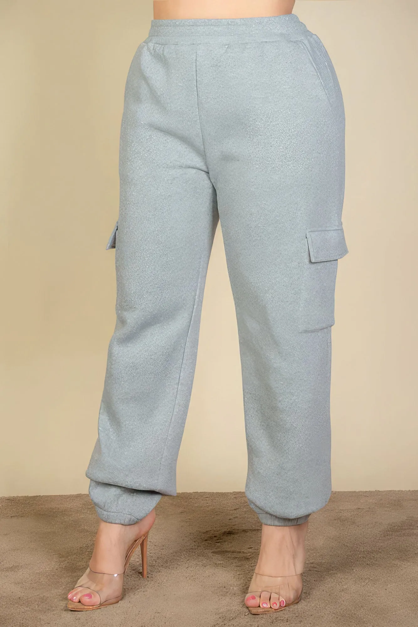 Women's Heather Grey Plus Size Drawstring Waist Sweatpants